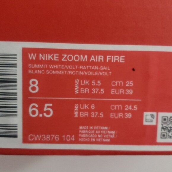 New Nike Womens Zoom Air Fire White Neon Chunky Sneakers Size 8 Casual Everyday - Picture 9 of 9